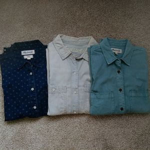 Madewell Set of 3 Denim Chambray Shirts tops XS